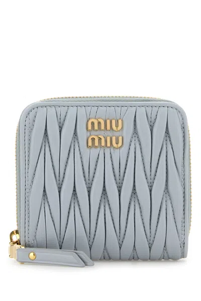 Miu Miu Light Blue Nappa Leather Wallet In Fiordaliso