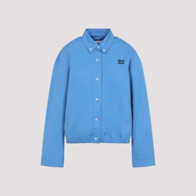 MIU MIU LIGHT BLUE POPLIN SHIRT JACKET