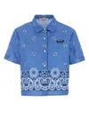Miu Miu Womens Pervinca Boxy-fit Graphic-pattern Cotton-and-linen Shirt In Multi