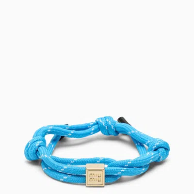 Miu Miu Light Blue Rope Bracelet With Logo Women