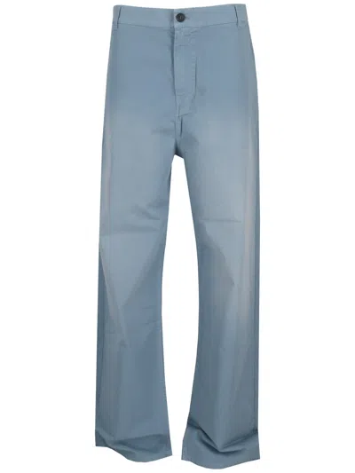 Miu Miu Light Blue Straight Flat Front Pants In Multi