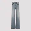 Miu Miu Cotton Denim Jeans Leather Accents