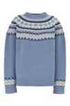 Miu Miu Wool Oversized Sweater Crew Neck Pattern In Blue
