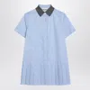 Miu Miu Light Blue/white Striped Mini Chemisier Dress Women In Blue