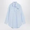 Miu Miu Light Blue/white Striped Shirt With Scarf Women In Blue