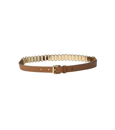 Miu Miu Light Brown Embellished Chain Buckle Belt