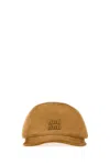 Miu Miu Light Brown Solid Baseball Hat In Brown