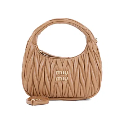 Miu Miu Shoulder Bag Detachable Strap Top Handle In Brown