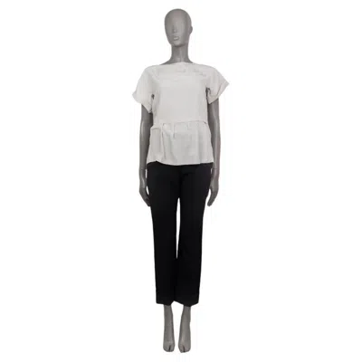 Pre-owned Miu Miu Light Grey Silk Short Sleeve Blouse Shirt M In Gray