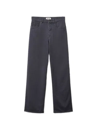 Miu Miu Light Old Smoke Grey Cotton Denim Pants In Blue