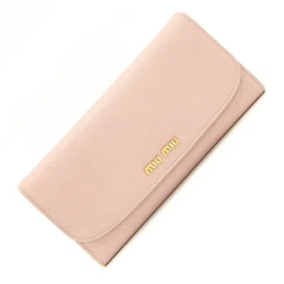 Pre-owned Miu Miu Light Pink Leather Long Wallet (bi-fold) ()