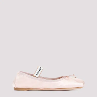 Miu Miu Light Pink Satin Ballerinas In Orchidea
