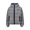 Miu Miu Light Pongé Down Jacket In Grey