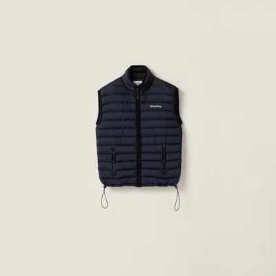 Miu Miu Light Pongé Down Vest In Blue
