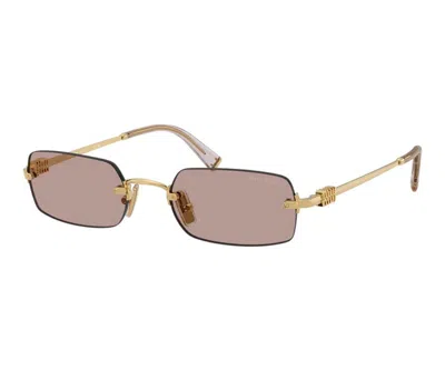 Miu Miu Light Purple Brown Rectangular Ladies Sunglasses Mu B50s 5ak20i 50 In Gold