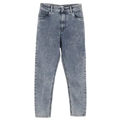 Miu Miu Light Wash Boyfriend Jeans In Grey In Blue Cotton