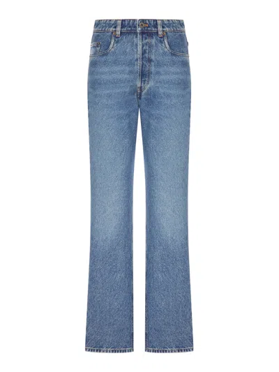 Miu Miu Light Wash Denim Flare Jeans In Blue