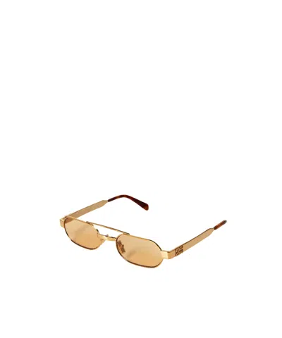 Miu Miu Lightweight Metal Rectangular Sunglasses In Brown