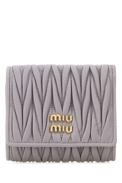 Miu Miu Lilac Leather Wallet In Purple