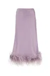 Miu Miu Feather Trim Satin Skirt In Purple