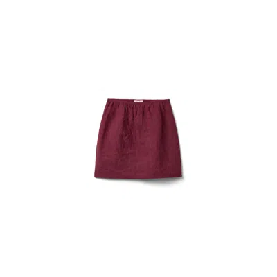 Miu Miu Linen Skirt In Burgundy
