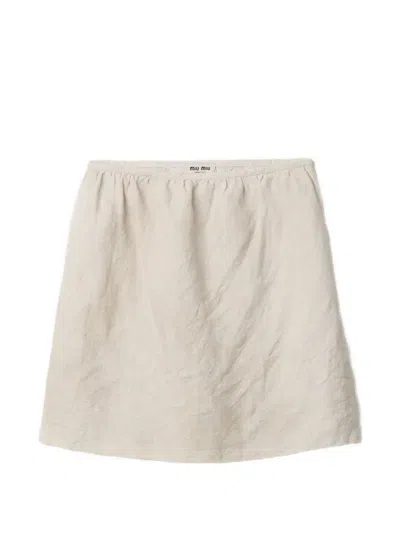 Miu Miu Elastic-waist Skirt In White