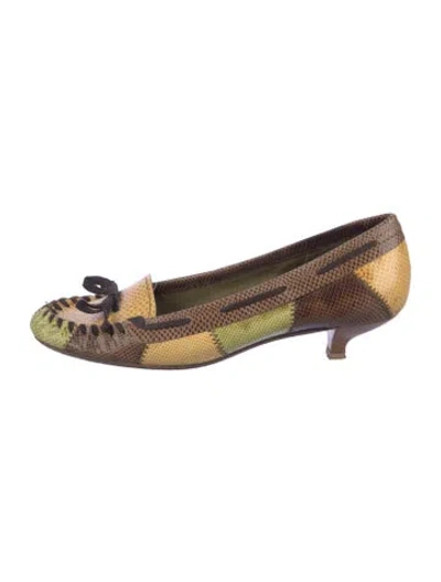 Pre-owned Miu Miu Lizard Animal Print Pumps In Brown
