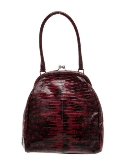 Pre-owned Miu Miu Lizard Top Handle Bag Vintage In Burgundy