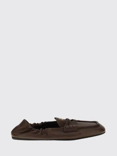 Miu Miu Dark Brown Nappa Leather Ruches Loafers