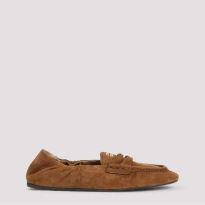 Miu Miu Suede Loafers In Brown