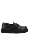 Miu Miu Twist Platform Leather Loafers In Black