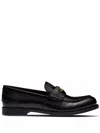 Miu Miu Black Leather Loafers In Black