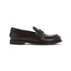 Miu Miu Brown Leather Loafers In Brown