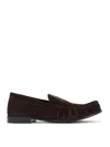 Miu Miu Suede Loafers With Flat Leather Sole In Brown