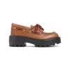 Miu Miu Lug Sole Boat Shoe In Brown