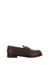 Miu Miu Logo Embossed Calf Leather Loafers In Ebano