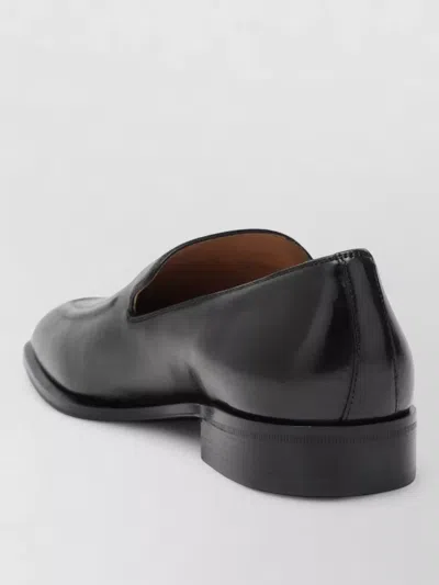 Miu Miu Loafers Round Toe Leather Upper Smooth Finish In Black