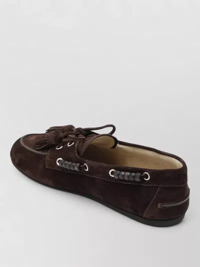 Miu Miu Miu-style Suede Loafers With Rubber Sole In Brown
