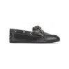 Miu Miu Unlined Boat Loafers In Decolored Leather In Black