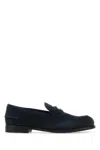 Miu Miu Suede Penny Loafers In Blue
