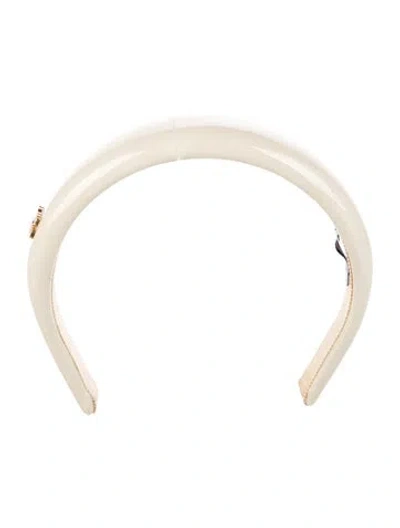 Pre-owned Miu Miu Logo Accent Patent Leather Headband In Neutrals
