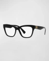 Miu Miu Logo Acetate & Plastic Cat-eye Glasses In Black