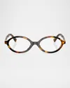 Miu Miu Tortoiseshell-effect Oval Glasses In Blond Hav