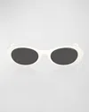 Miu Miu Logo Acetate Oval Sunglasses In Gray