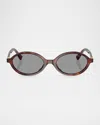 Miu Miu 0mu 04zs 21c40o Havana Mahogany Sunglasses In Grey