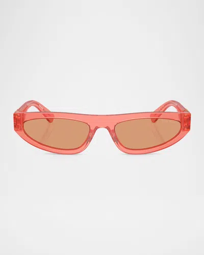 MIU MIU LOGO ACETATE OVAL SUNGLASSES