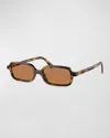 Miu Miu Tortoiseshell Rectangle-frame Sunglasses In Blond Hav