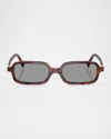 Miu Miu Logo Acetate Rectangle Sunglasses In Grey