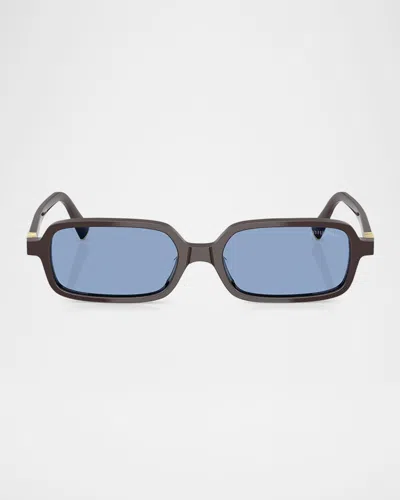 MIU MIU LOGO ACETATE RECTANGLE SUNGLASSES