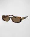 Miu Miu Womens Brown Mu 08zs Rectangle-frame Acetate Sunglasses In Blond Havana/dark Brown